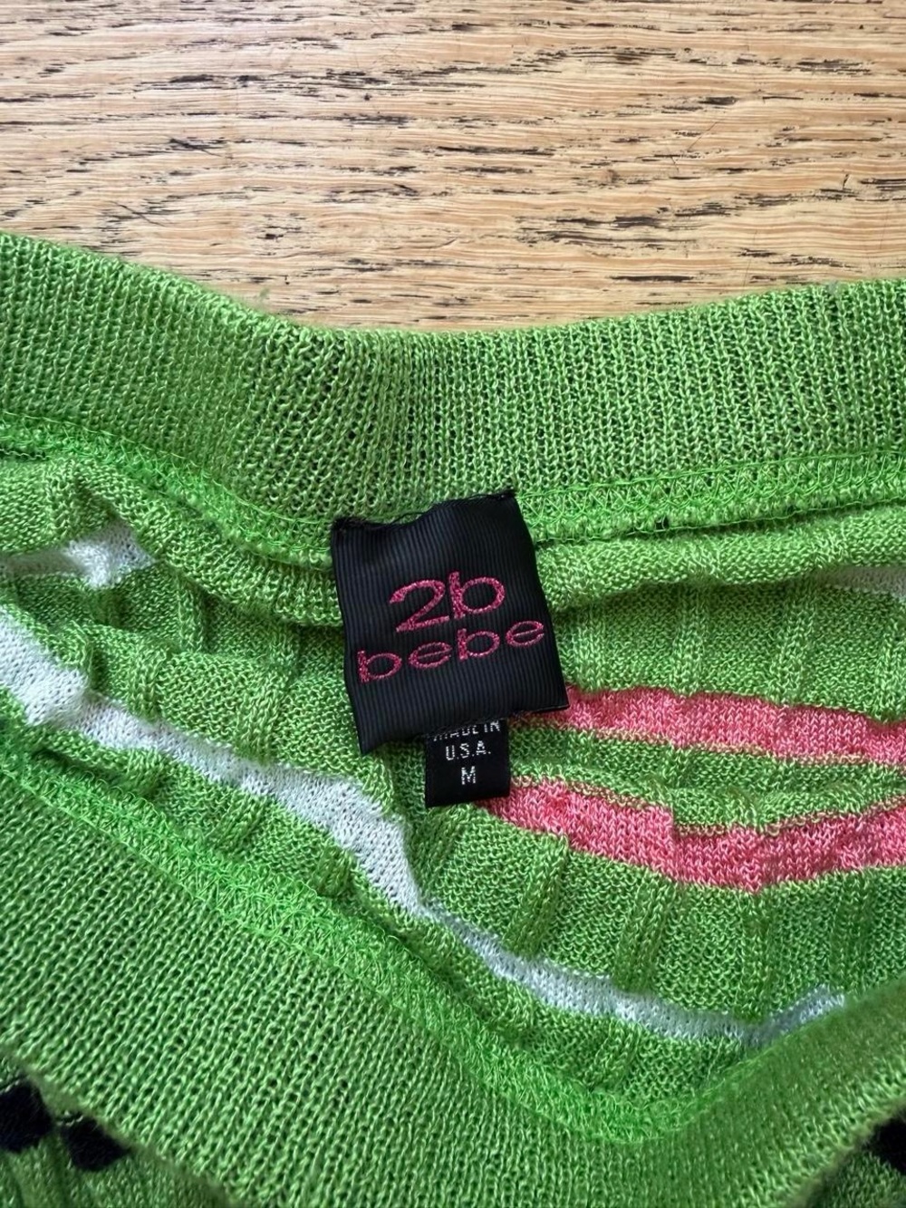 Y2K Bebe Green Strapless Knit Mini Dress Indie Sleaze Mcbling - Picture 4 of 6
